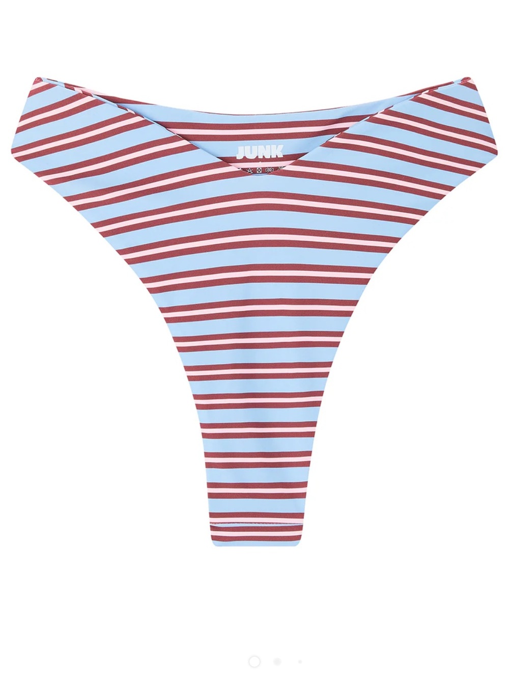 JUNK LNDN Women’s Light Blue and Burgundy Striped Bikini Bottom